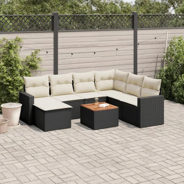 vidaXL 8-delige Loungeset met kussens poly rattan zwart, foto 2