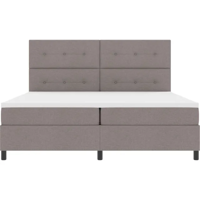vidaXL Boxspring bed met LED-stripverlichting Taupe 200 x 200 cm Stof