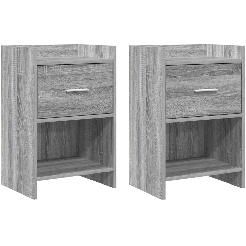 vidaXL Nachtkastjes 2 st Grijs Sonoma 40 x 30 x 60 cm Bewerkt hout, foto 3