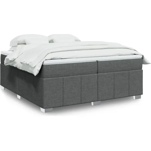 vidaXL Boxspring met matras stof donkergrijs 200x200 cm grijs