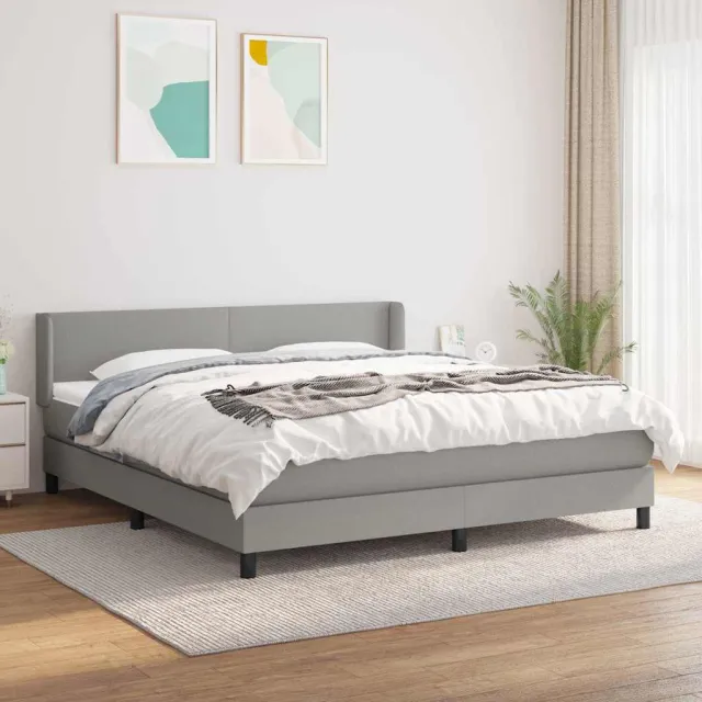 vidaXL Boxspring met matras stof lichtgrijs 160x200 cm grijs