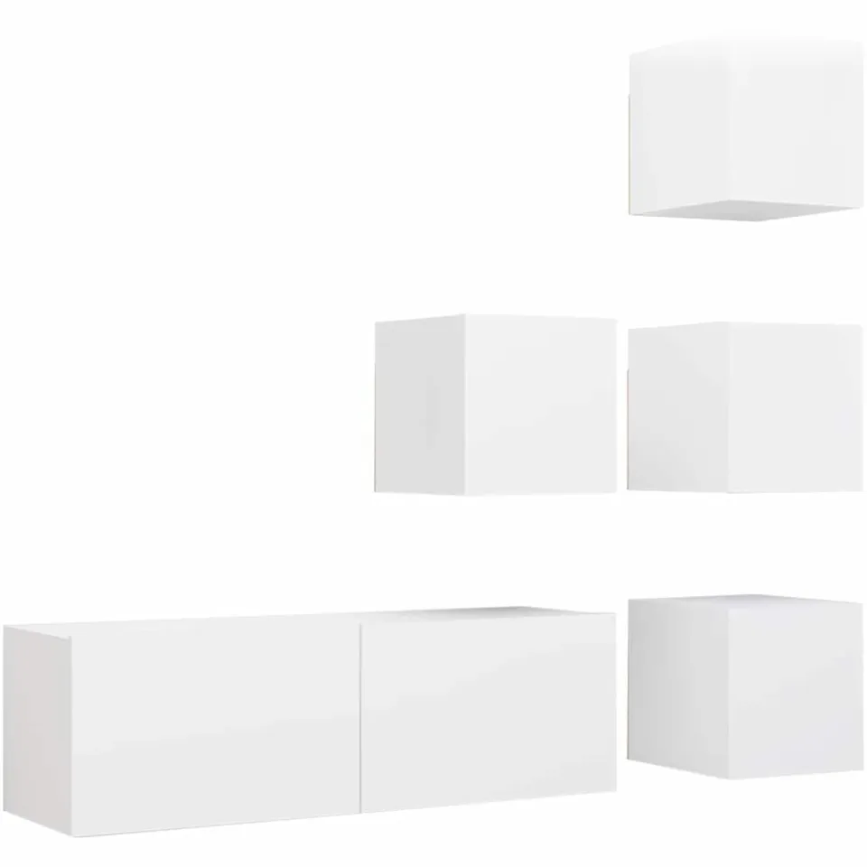 vidaXL 5-delige Tv-meubelset bewerkt hout wit, foto 3