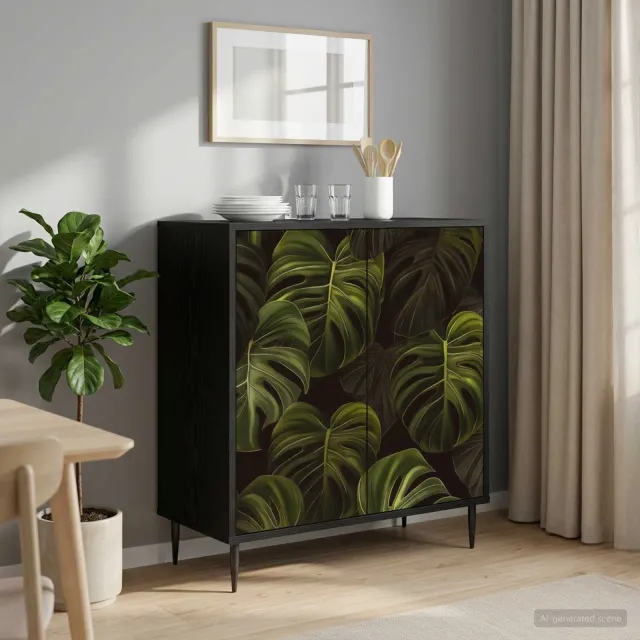vidaXL Dressoir ELBURG Zwart eiken 69 x 33 x 76 cm Bewerkt hout, foto 2