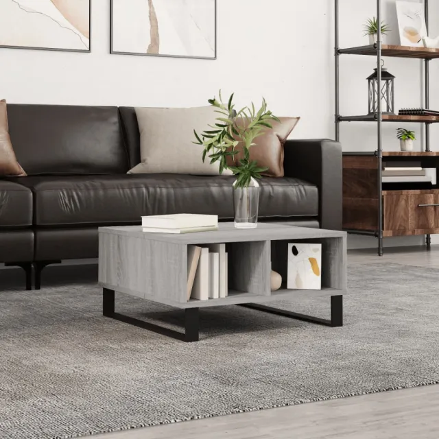 vidaXL Salontafel 60x60x30 cm bewerkt hout grijs sonoma eikenkleurig, foto 2