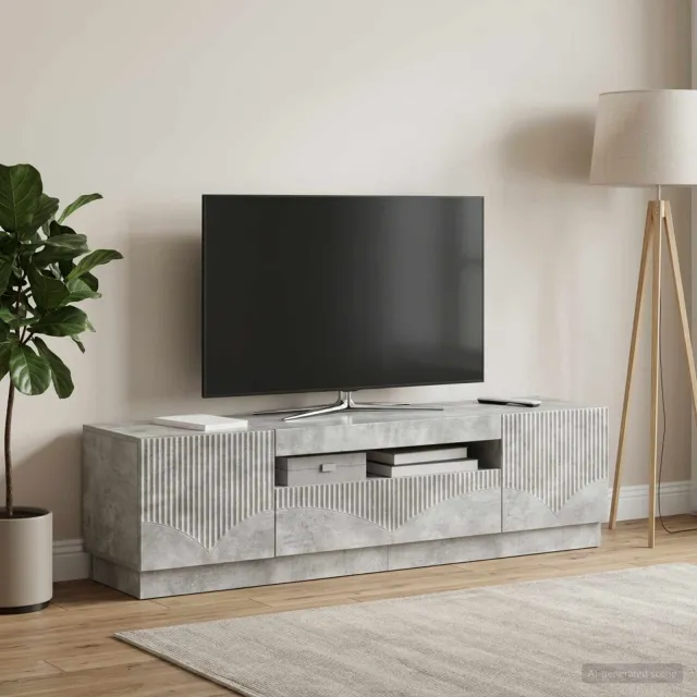 vidaXL LED tv-meubel Betongrijs Bewerkt hout