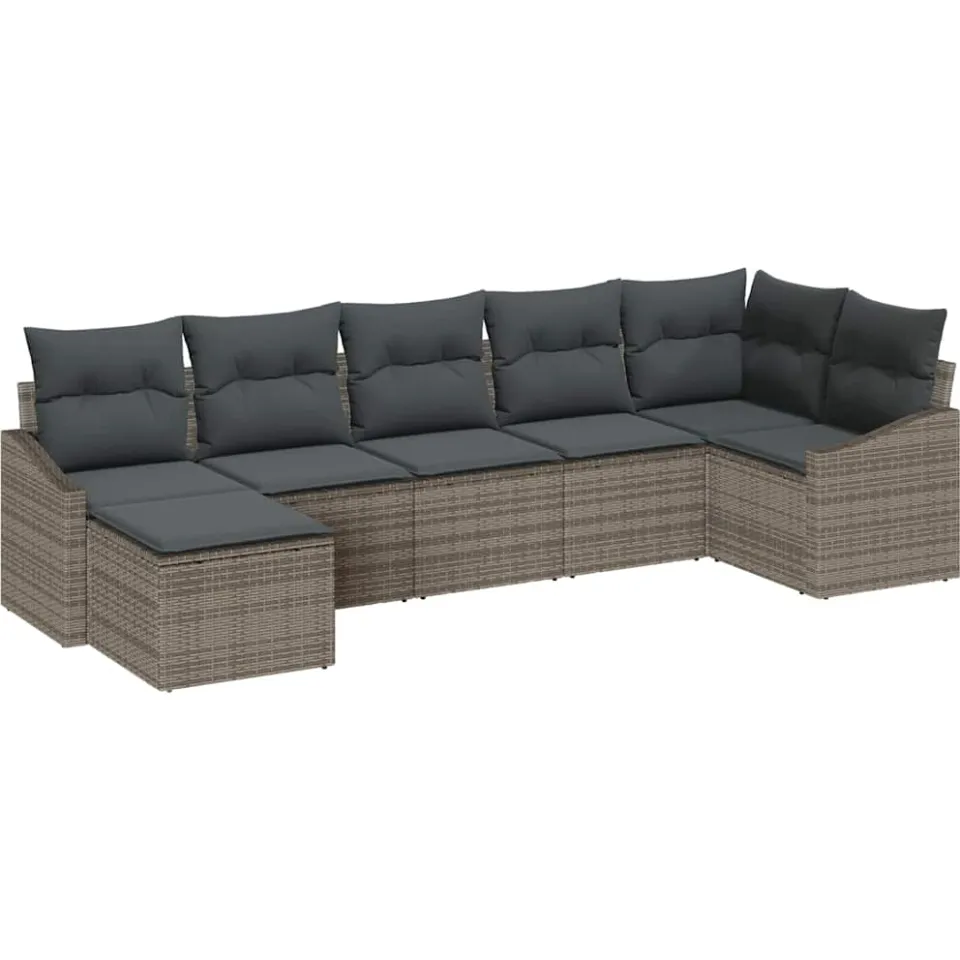 vidaXL Bankstel 7 st Grijs poly rattan