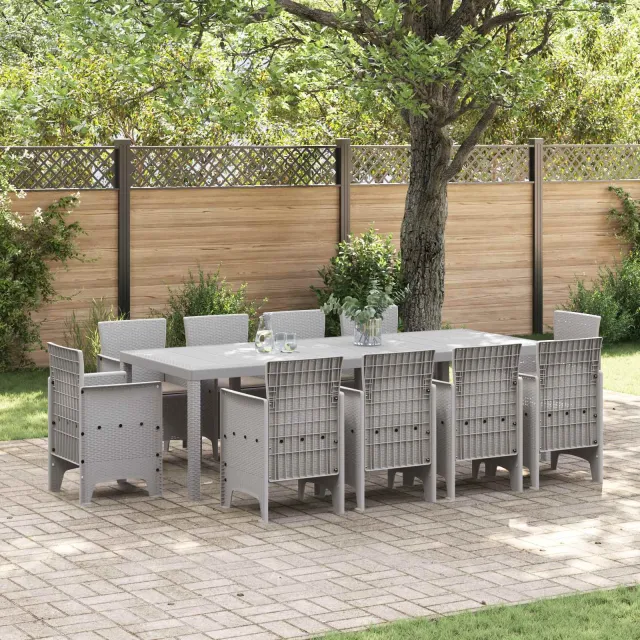 vidaXL Tuin Eetset 11 st Lichtgrijs Polypropyleen
