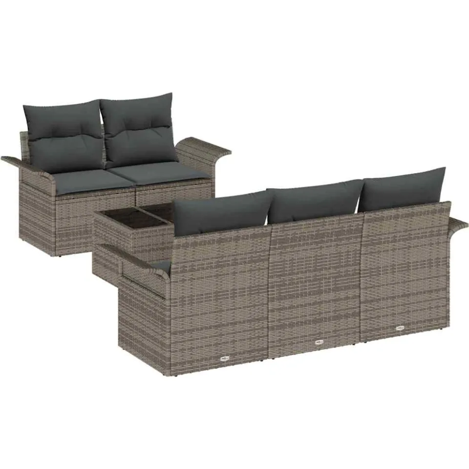 vidaXL Bankstel 6 st Grijs poly rattan