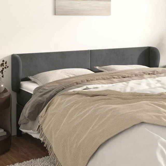 vidaXL Hoofdbord met randen 203x23x78/88 cm fluweel donkergrijs grijs