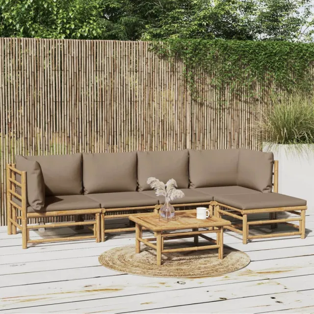 vidaXL 6-delige Loungeset met kussens bamboe taupe, foto 2