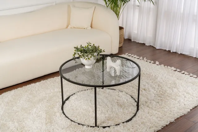 Skye Decor , Glazen salontafel, Black-Grey-80, Gehard glas, Zwart, 80 x 80 x 43 cm Zwart #3