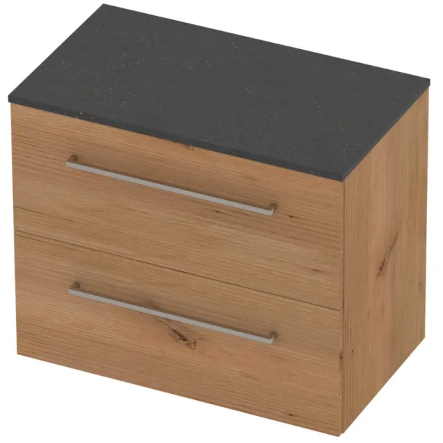 Basic-Line Deck 46 Badmeubelset Voor Grepen 80x46x66 cm Whisky Oak Blue Stone Grijs