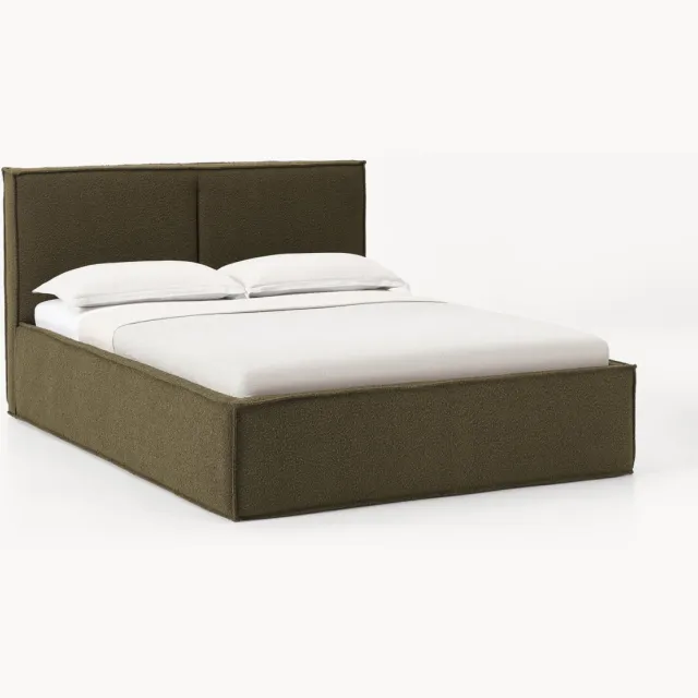 Westwing Collection Bouclé gestoffeerd bed Dream Groen