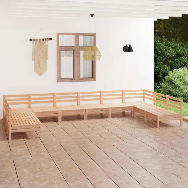 vidaXL 10-delige Loungeset massief grenenhout bruin, foto 2