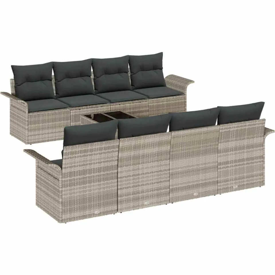 vidaXL Tuin Sofa Set 9 st Lichtgrijs poly rattan
