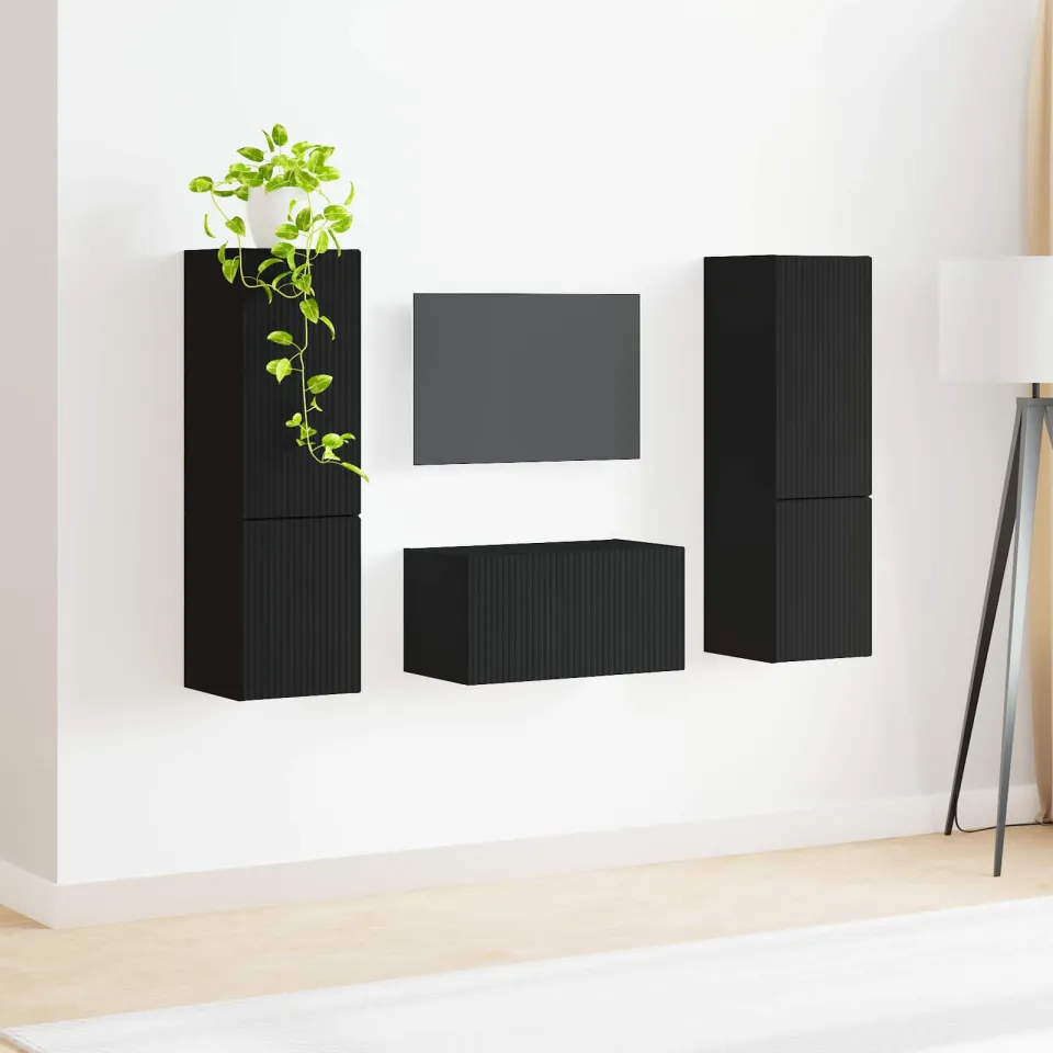 vidaXL Tv-meubelset 5 st Zwart Bewerkt hout, foto 4