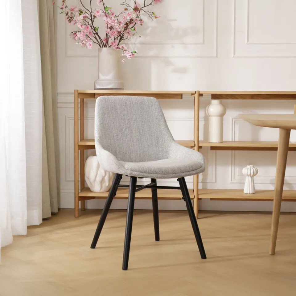 Nolon Nena-Isa eetkamerstoel beige gemêleerd - zwart houten onderstel, foto 2