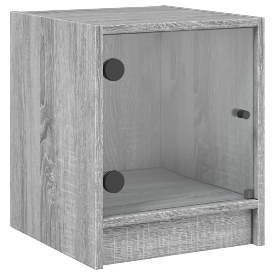 vidaXL Nachtkastjes met glazen deuren 2 st 35x37x42 cm grijs sonoma, foto 4