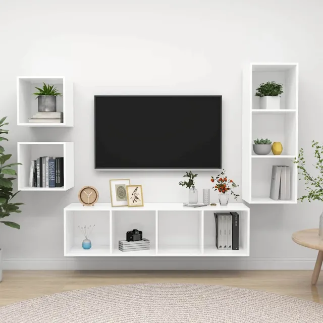 vidaXL 4-delige Tv-meubelset bewerkt hout wit, foto 2