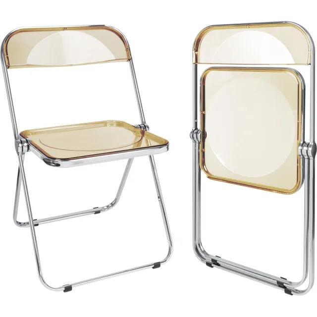 PIPIPOXER Klapstoelen - Transparant PET - Opvouwbare Stoelen - Inklapbaar - Vouwstoel - 46 x 46 x 77 cm - Zwart Amber