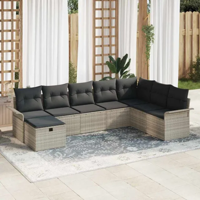 vidaXL Tuin Sofa Set 8 st Poly riet Lichtgrijs