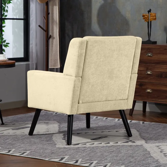 MODFU Fauteuil - Gecapitonneerd En Ergonomisch - Compact - Voor Woonkamer - Linnen - Beige