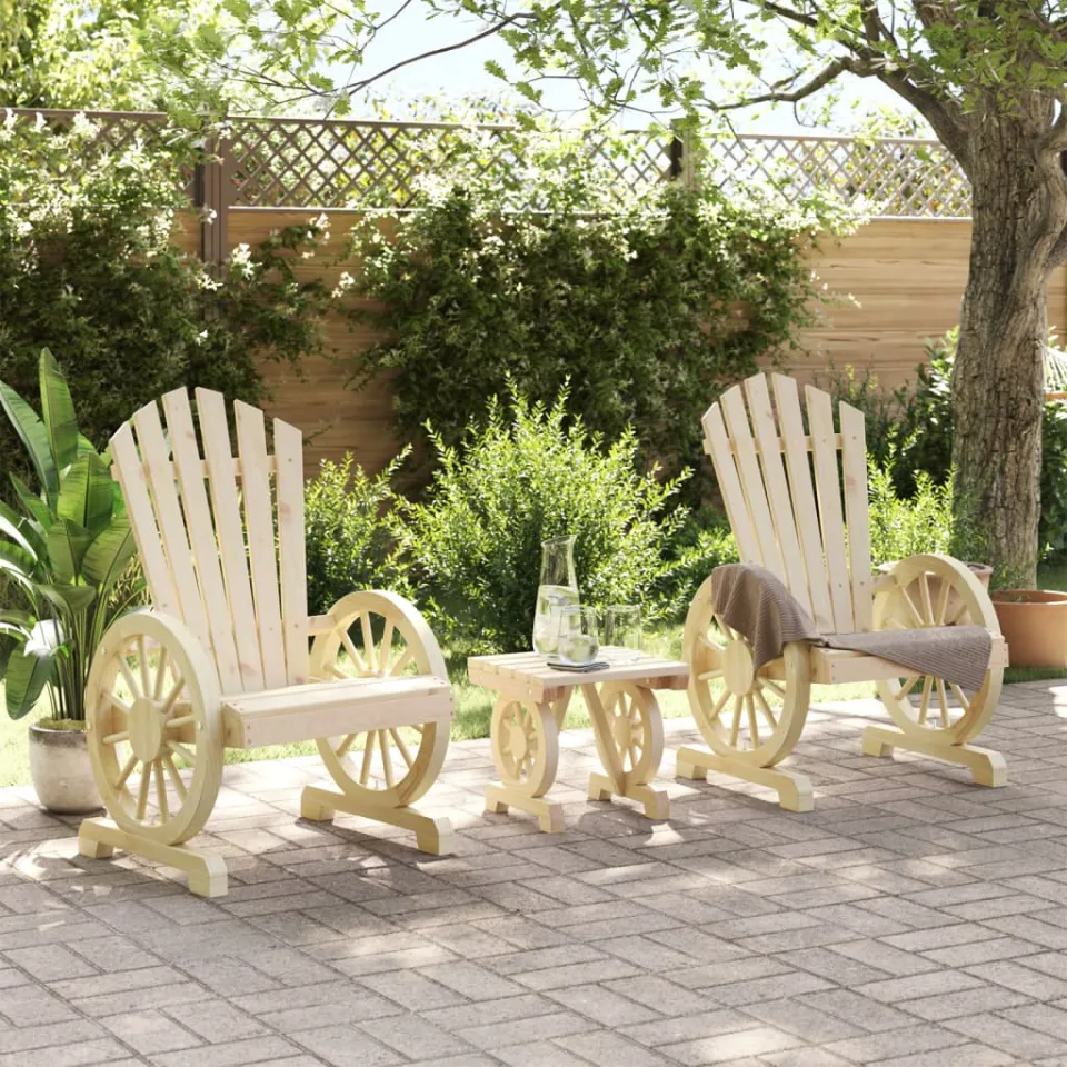 vidaXL 3-delige Loungeset massief vurenhout bruin, foto 2