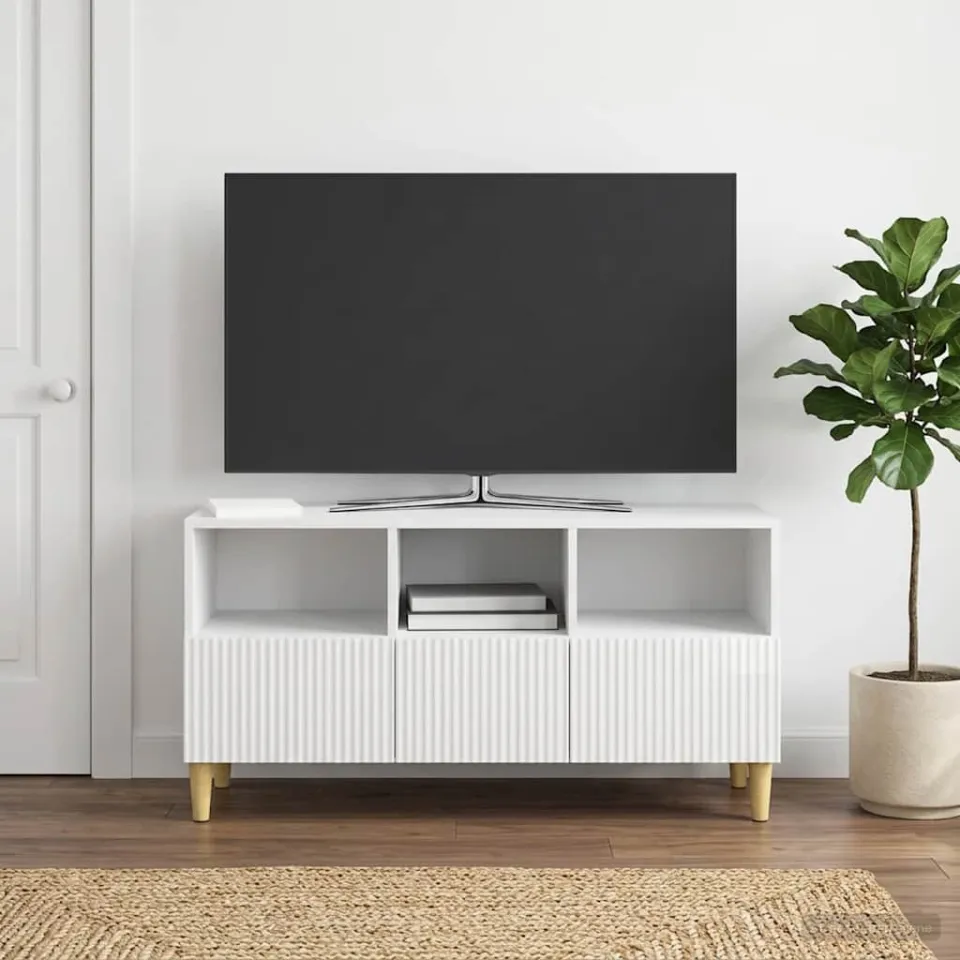 vidaXL TV-kast 102 x 34,5 x 50 cm Hoogglans Wit Bewerkt hout, foto 4