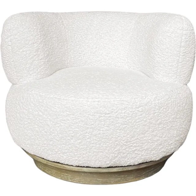 Sleepking Fauteuil / Draaifauteuil Ficala - 100% linnen Teddy Bouclé - Gebroken Wit