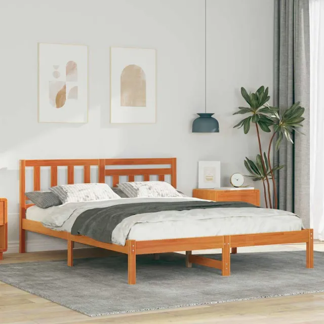 vidaXL Bedframe Wasbruin 140 x 200 cm Massief grenenhout