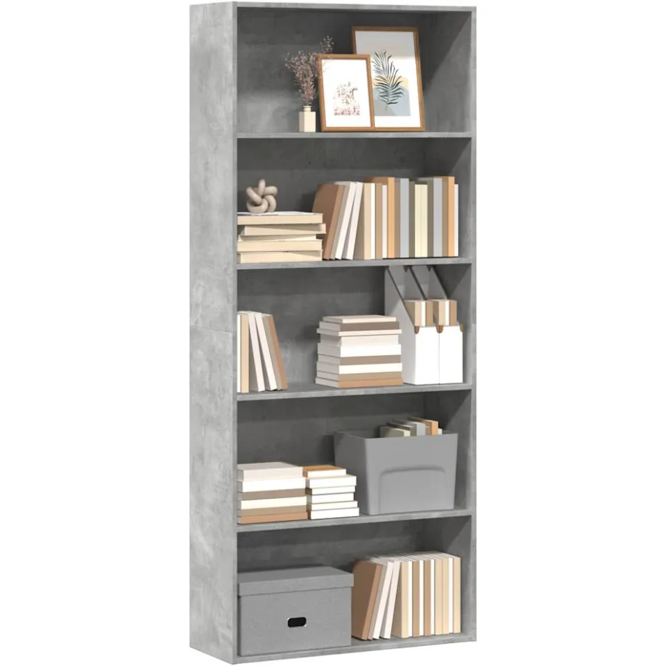 vidaXL Boekenkast 80x30x189 cm bewerkt hout betongrijs