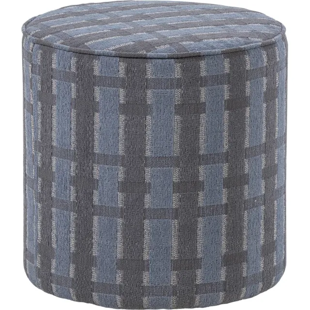 WOOOD Sarli Poef Hoog Dessin - Chenille - Taupe/Geel - 46x46x46 grey/blue