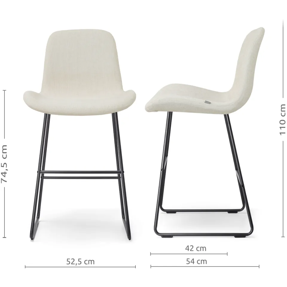 Nolon Nino-Fé barkruk cottonbeige - zwart onderstel - 75 cm, foto 2