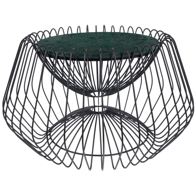 Padiro ronde bijzettafel - Ø 60 x 35 cm - Groen / Zwart - Modern Art deco Glamour, Marmerlook - Marmer, IJzer