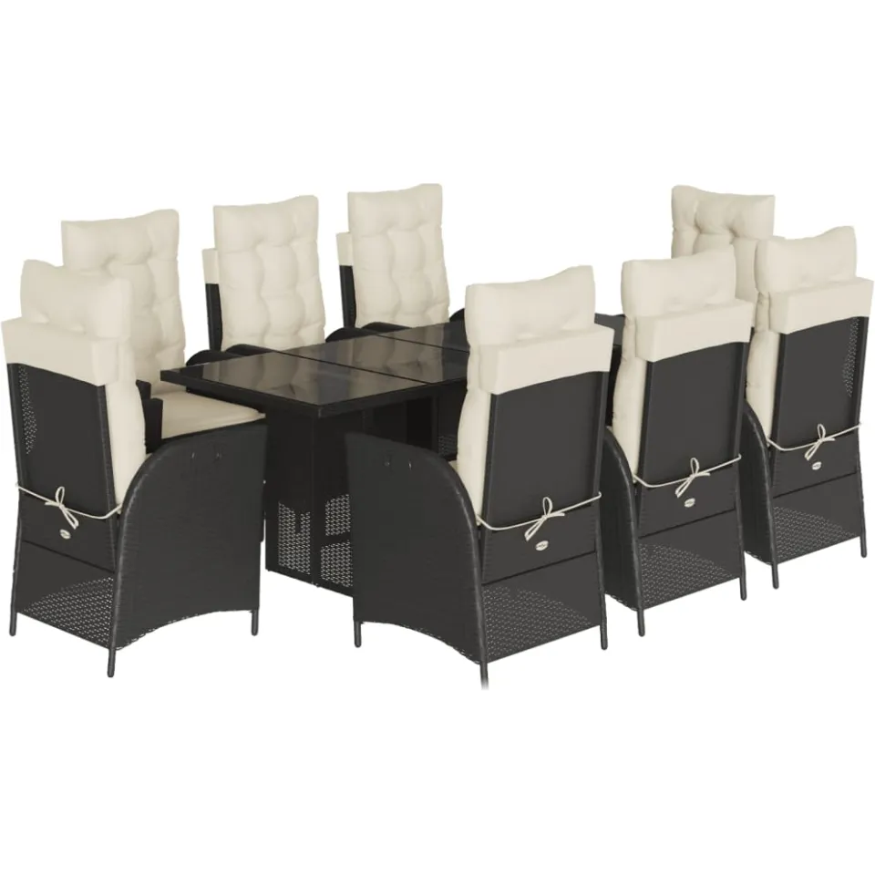 vidaXL 9-delige Tuinset poly rattan zwart, foto 3