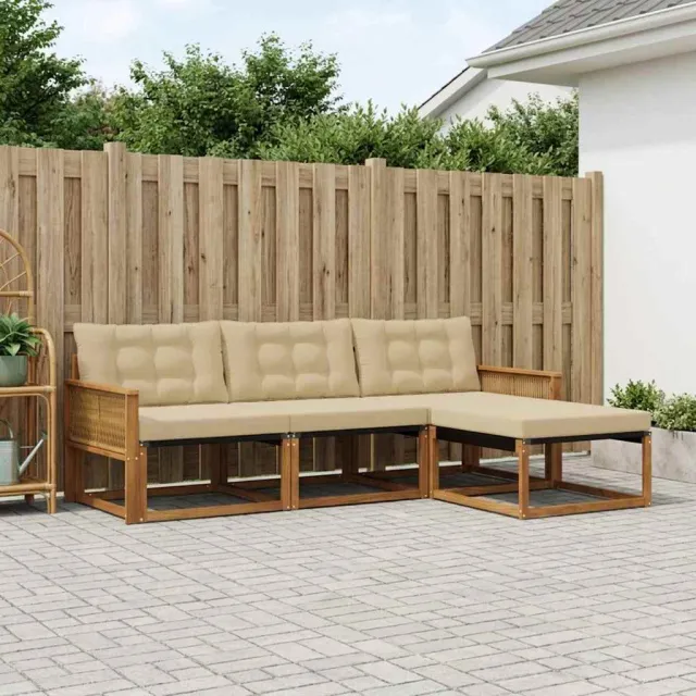 vidaXL Buiten bankenset 4 st 4-zits Natuurlijk en Beige