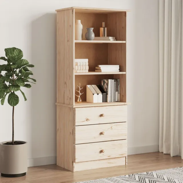 vidaXL Boekenkast met lades ALTA 60x35x142 cm massief grenenhout bruin, foto 2