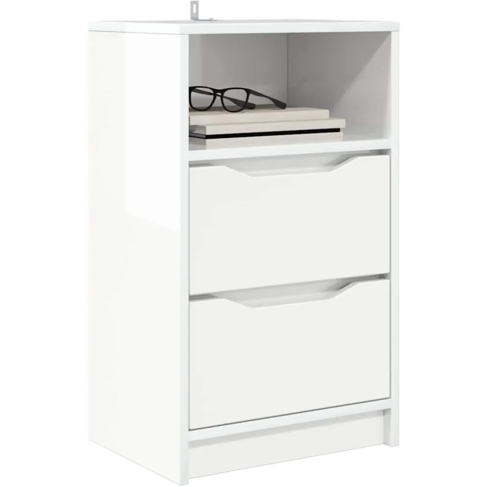 vidaXL Nachtkastjes 2 st Hoogglans Wit 40 x 30 x 67 cm Bewerkt hout