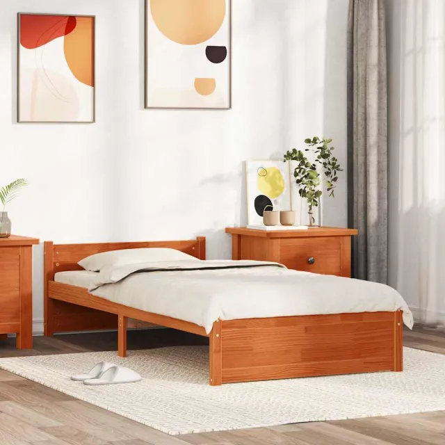 vidaXL Bedframe Wasbruin 195,5 x 80,5 x 51 cm Massief grenenhout bruin