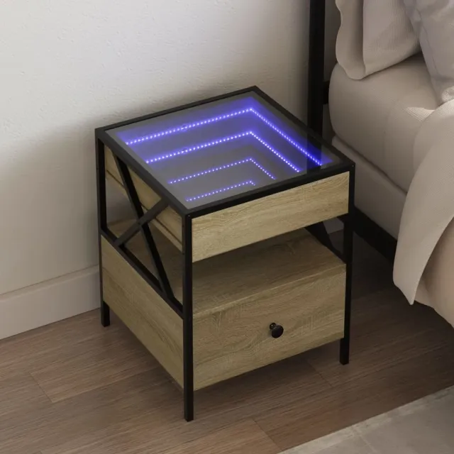 vidaXL Nachtkastje met Infinity LED 40x40x51 cm sonoma eikenkleurig, foto 2