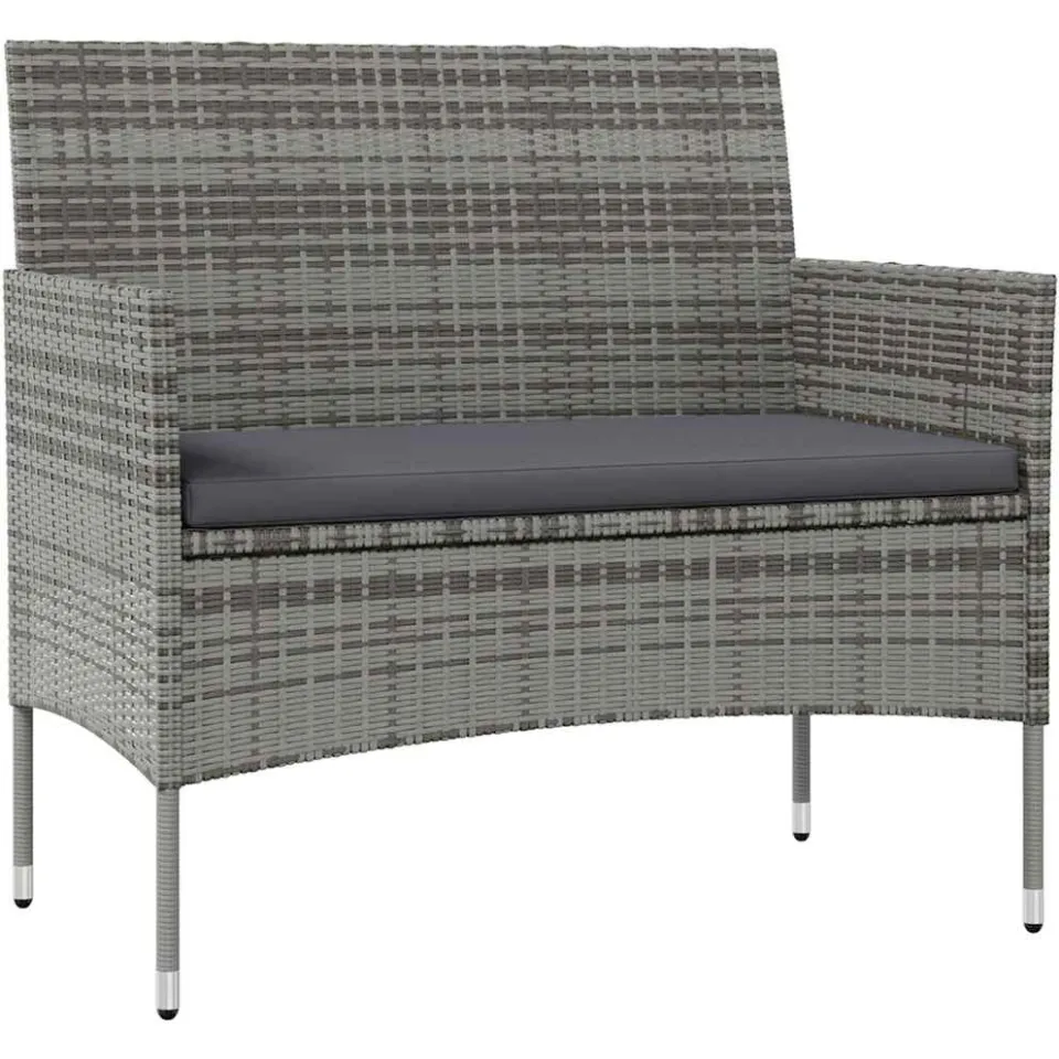 vidaXL 16-delige Loungeset met kussens poly rattan grijs