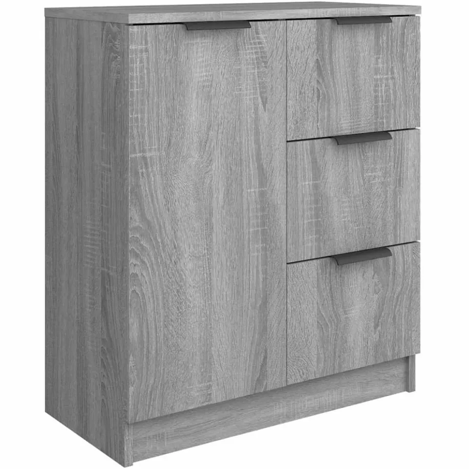 vidaXL Dressoirs 2 st 60x30x70 cm bewerkt hout grijs sonoma eiken, foto 4