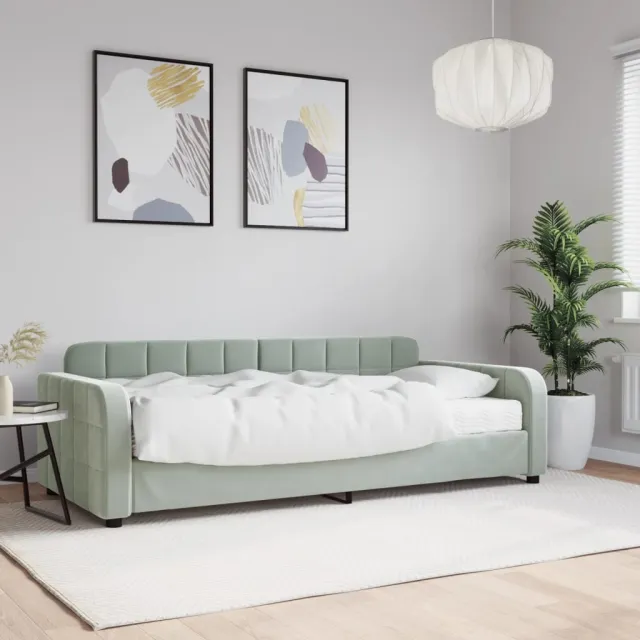 vidaXL Slaapbank met matras 90x200 cm fluweel lichtgrijs