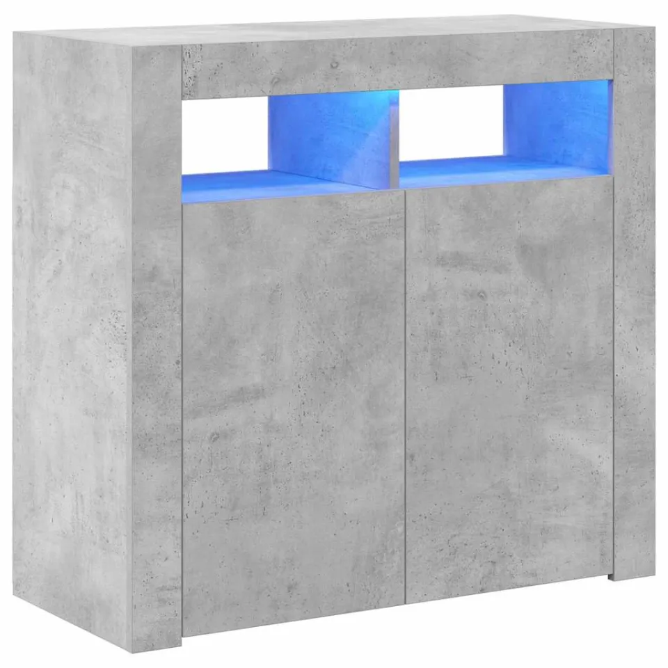 vidaXL Dressoir met LED-verlichting 80x35x75 cm betongrijs