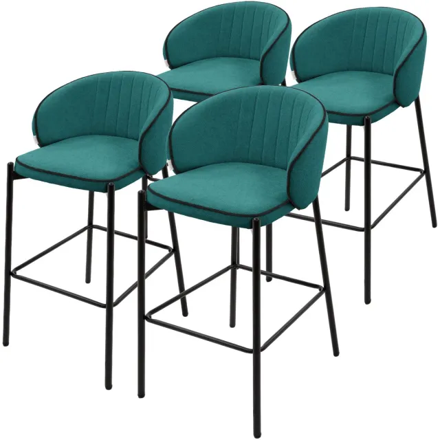 ml-design barkrukken set van 4 benzine stoffen bekleding 76 cm comfortabele gestoffeerde barkrukken met metalen frame ergonomische keukenstoelen met rugleuning en voetsteun hoge bistrokrukken stabiele scandinavische hoge stoelen voor keuken en bar Petrol