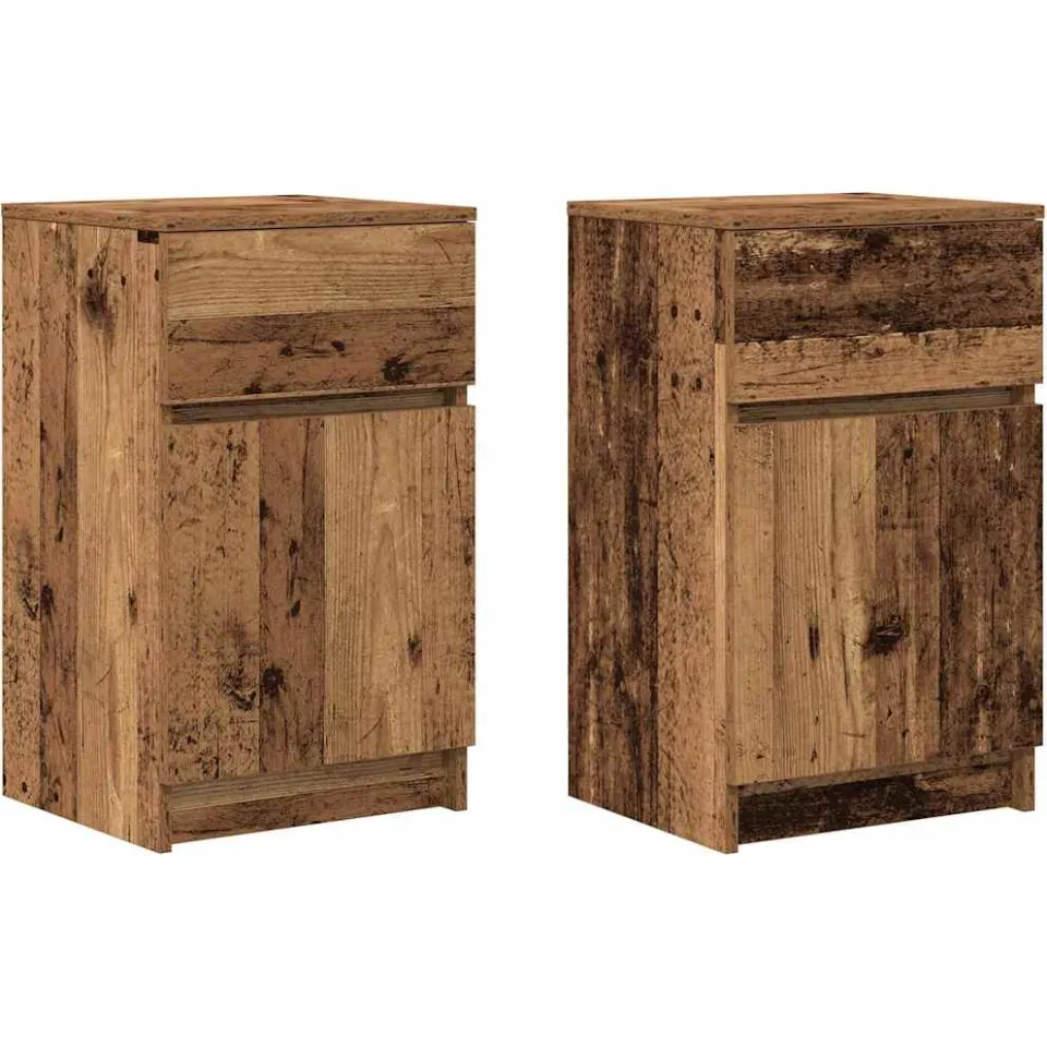 vidaXL Nachtkastjes 2 st 39x35x65 cm bewerkt hout oud houtkleurig Bruin