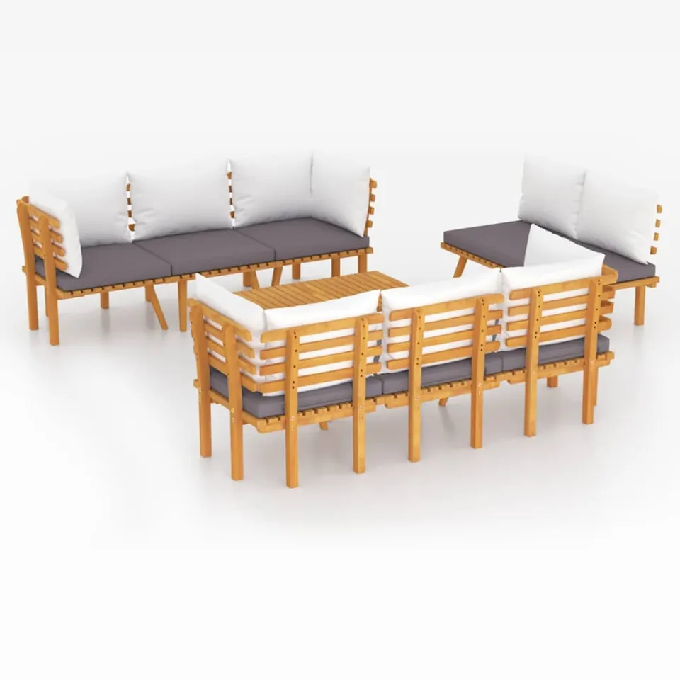 vidaXL 8-delige Loungeset met kussens massief acaciahout bruin, foto 3