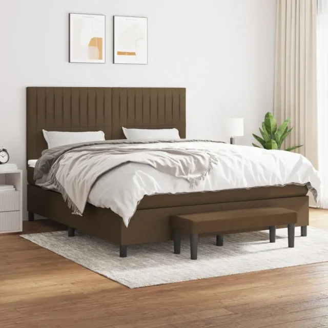 vidaXL Boxspring met matras stof donkerbruin 160x200 cm bruin