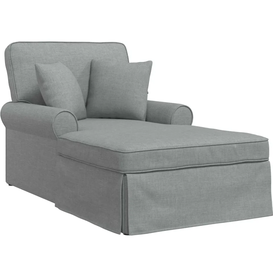 vidaXL Chaise Lounge met Rok 3 st Lichtgrijs Stof 91 x 157 x 91 cm