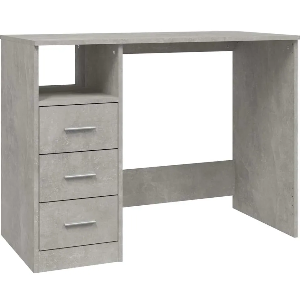 vidaXL Bureau met lades 102x50x76 cm bewerkt hout betongrijs